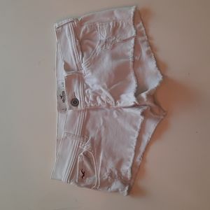 Hollister size 3 waist 26 white distressed jean denim shorts